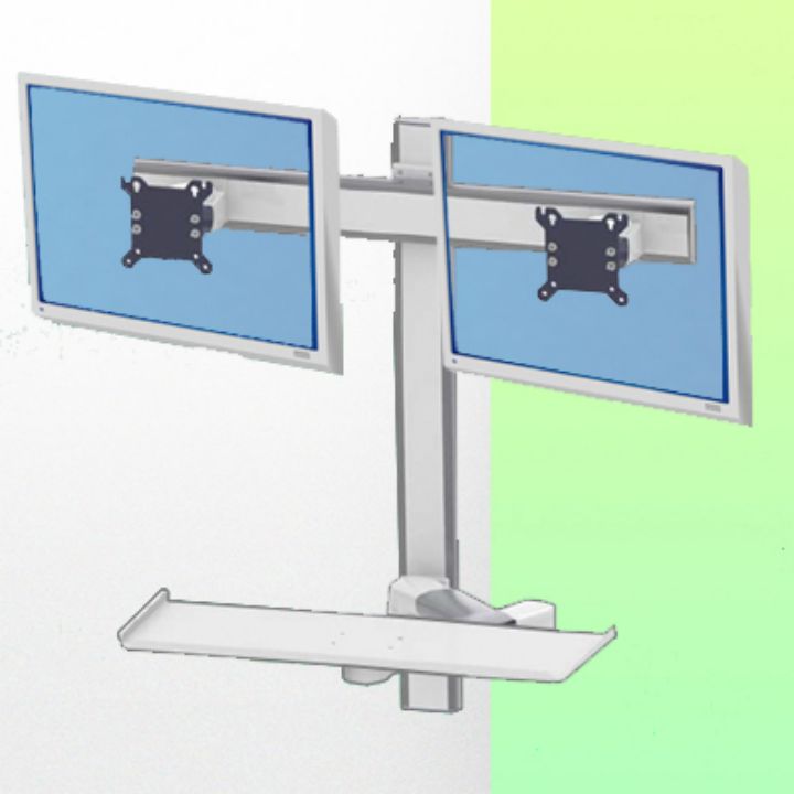 Combo Slim Line medische armen voor 2 monitoren, toetsenbord en muis